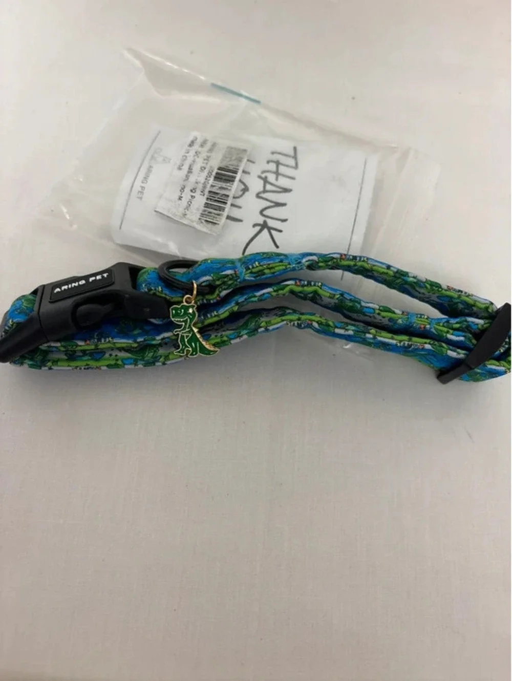 Medium Blue Dinosaur Print Adjustable Dog Collar New